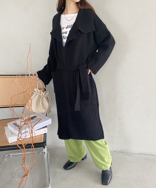 yuue' ( wear )（ユーイ）の「ドロップショルダー オーバーサイズコート（チェスターコート・レディース・キャメル/ブラック/ダークブラウン/ベージュ・FREE）」の13枚目の写真