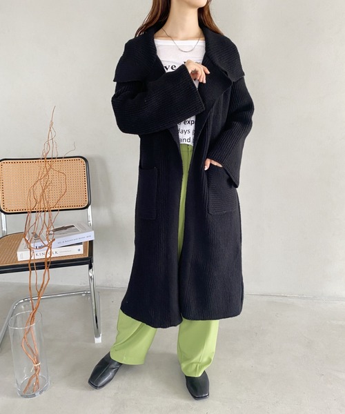 yuue' ( wear )（ユーイ）の「ドロップショルダー オーバーサイズコート（チェスターコート・レディース・キャメル/ブラック/ダークブラウン/ベージュ・FREE）」の14枚目の写真