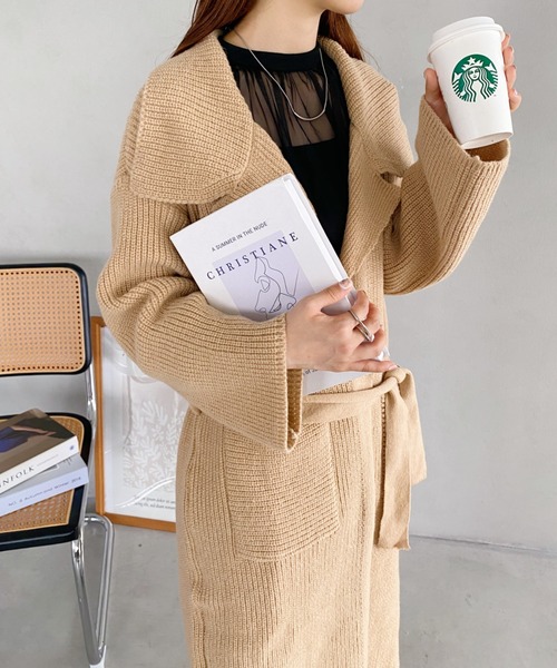 yuue' ( wear )（ユーイ）の「ドロップショルダー オーバーサイズコート（チェスターコート・レディース・キャメル/ブラック/ダークブラウン/ベージュ・FREE）」の16枚目の写真