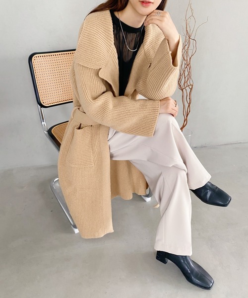 yuue' ( wear )（ユーイ）の「ドロップショルダー オーバーサイズコート（チェスターコート・レディース・キャメル/ブラック/ダークブラウン/ベージュ・FREE）」の18枚目の写真