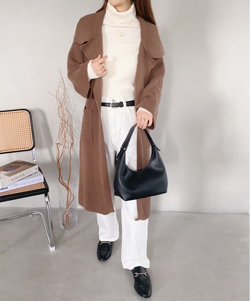 yuue' ( wear )（ユーイ）の「ドロップショルダー オーバーサイズコート（チェスターコート・レディース・キャメル/ブラック/ダークブラウン/ベージュ・FREE）」の19枚目の写真