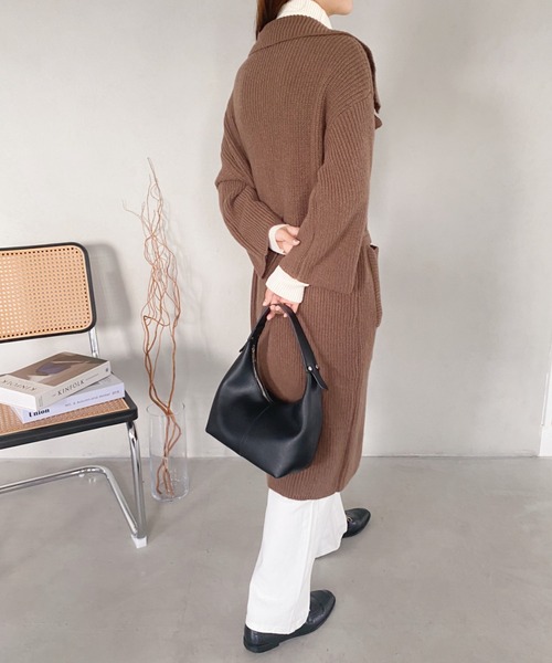 yuue' ( wear )（ユーイ）の「ドロップショルダー オーバーサイズコート（チェスターコート・レディース・キャメル/ブラック/ダークブラウン/ベージュ・FREE）」の20枚目の写真