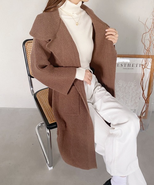 yuue' ( wear )（ユーイ）の「ドロップショルダー オーバーサイズコート（チェスターコート・レディース・キャメル/ブラック/ダークブラウン/ベージュ・FREE）」の22枚目の写真