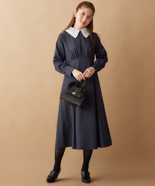 【セール】レース衿付フレアーワンピース（ワンピース）｜alotta（アロッタ）