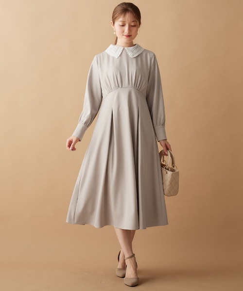 【セール】レース衿付フレアーワンピース（ワンピース）｜alotta（アロッタ）