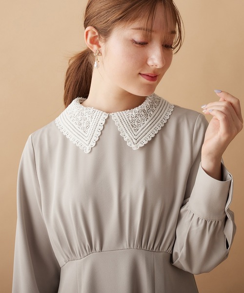 【セール】レース衿付フレアーワンピース（ワンピース）｜alotta（アロッタ）