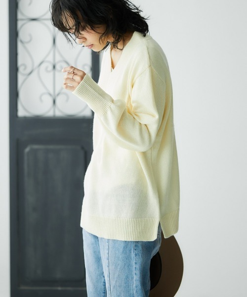 nissen(ニッセン)の「【販売終了】【プチプライス】リブ衿Vネックニット(ニット/セーター・レディース・杢グレー/ダークブルー/アイボリー/ブラック/グリーン系その他・S/M/L/LL)」の10枚目の写真