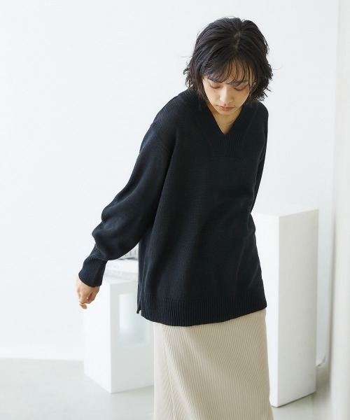 nissen(ニッセン)の「【販売終了】【プチプライス】リブ衿Vネックニット(ニット/セーター・レディース・杢グレー/ダークブルー/アイボリー/ブラック/グリーン系その他・S/M/L/LL)」の19枚目の写真