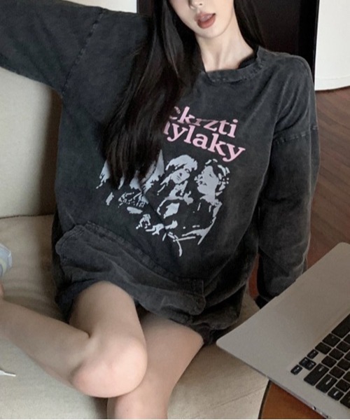 ROOPTOKYO（ループトウキョウ）の「サイドギャザーロングスリーブT（Tシャツ/カットソー・レディース・グレー・FREE）」の4枚目の写真