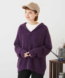 CUBE SUGAR | シャギーニット襟付スキッパープルオーバー(ニット/セーター)