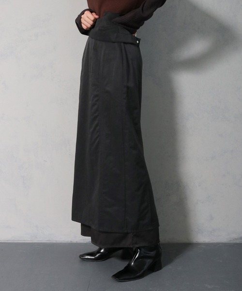 &g'aime(アンジェム)の「【&g'aime】ツイルレイヤードベルトデザインスカート(スカート・レディース・チャコールグレー/ブラック・FREE)」の15枚目の写真