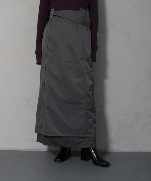 &g'aime(アンジェム)の「【&g'aime】ツイルレイヤードベルトデザインスカート(スカート・レディース・チャコールグレー/ブラック・FREE)」の22枚目の写真