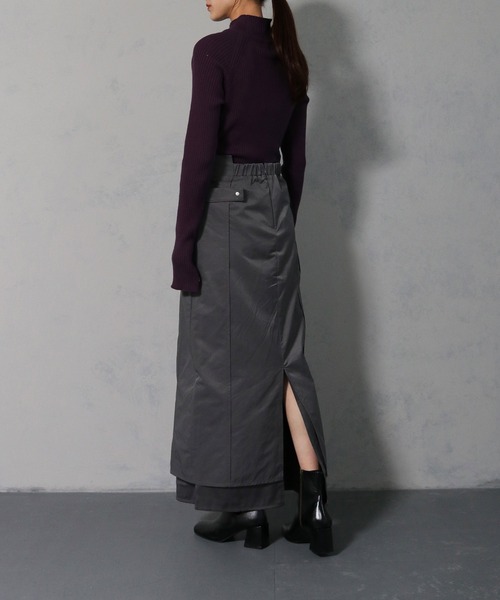 &g'aime(アンジェム)の「【&g'aime】ツイルレイヤードベルトデザインスカート(スカート・レディース・チャコールグレー/ブラック・FREE)」の13枚目の写真