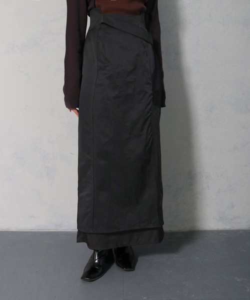&g'aime(アンジェム)の「【&g'aime】ツイルレイヤードベルトデザインスカート(スカート・レディース・チャコールグレー/ブラック・FREE)」の10枚目の写真