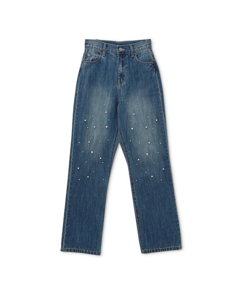 ANDGEEBEE(アンジービー)の「ビジューストレートデニム(デニムパンツ・レディース・ブラック/ブルー・MEDIUM/SMALL)」の7枚目の写真