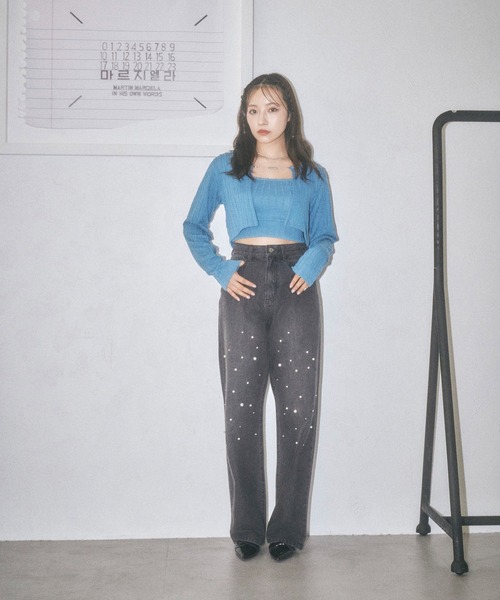 ANDGEEBEE(アンジービー)の「ビジューストレートデニム(デニムパンツ・レディース・ブラック/ブルー・MEDIUM/SMALL)」の15枚目の写真