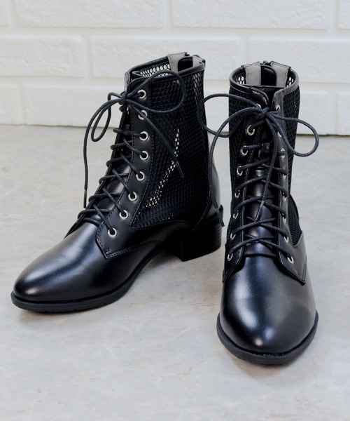 LibertyDoll（リバティードール）の「Liberty doll / レースアップメッシュバックジップブーツ (9120)（サンダル・レディース・ブラック/アイボリー・S/M/LL/L）」の10枚目の写真