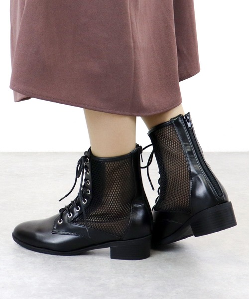 LibertyDoll（リバティードール）の「Liberty doll / レースアップメッシュバックジップブーツ (9120)（サンダル・レディース・ブラック/アイボリー・S/M/LL/L）」の11枚目の写真
