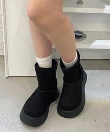厚底 ムートンブーツ トラックソール ショートブーツ もこもこ