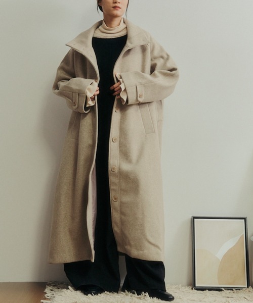 Libra Cue（リブラ キュー）の「ハイネックボリュームロングコート（その他アウター・レディース・ブラック/ベージュ・FREE）」の19枚目の写真