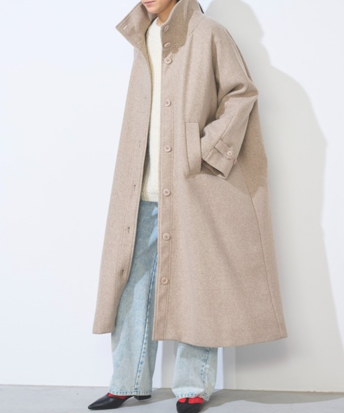 Libra Cue（リブラ キュー）の「ハイネックボリュームロングコート（その他アウター・レディース・ブラック/ベージュ・FREE）」の15枚目の写真