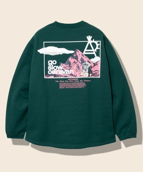 【セール】eco lead 裏起毛 スクエアLOGOラウンドクルーネック（スウェット）｜go slow caravan（ゴースローキャラバン） 5,386円