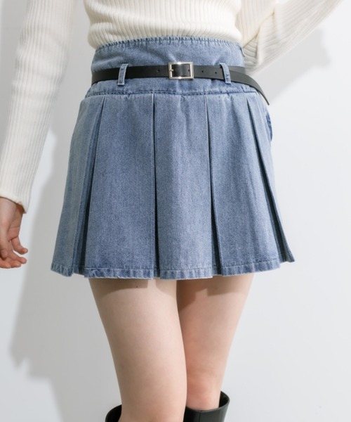 OLIVE des OLIVE（オリーブデオリーブ）の「合皮ベルト付きプリーツ