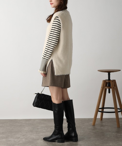 acro（アクロ）の「フェザーヤーンVネックベスト/AC3325（ベスト・レディース・アイボリー/グレー/ブラウン・ﾌﾘ-）」の10枚目の写真