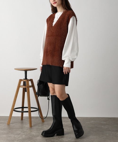 acro（アクロ）の「フェザーヤーンVネックベスト/AC3325（ベスト・レディース・アイボリー/グレー/ブラウン・ﾌﾘ-）」の17枚目の写真