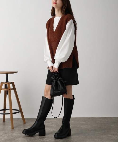 acro（アクロ）の「フェザーヤーンVネックベスト/AC3325（ベスト・レディース・アイボリー/グレー/ブラウン・ﾌﾘ-）」の19枚目の写真