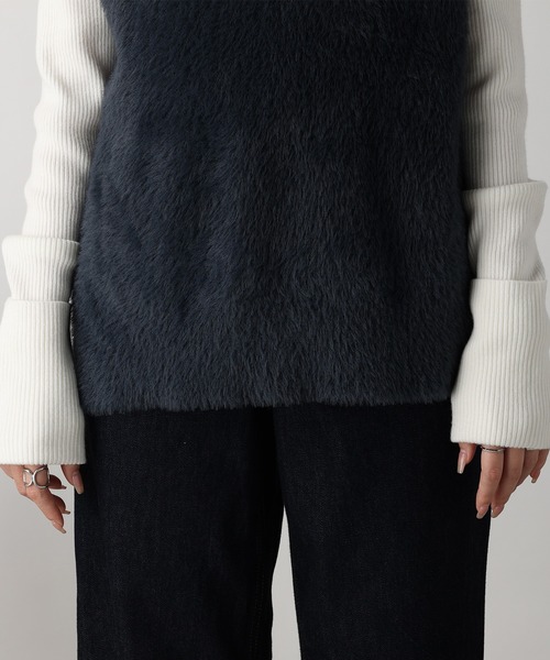 acro（アクロ）の「フェザーヤーンVネックベスト/AC3325（ベスト・レディース・アイボリー/グレー/ブラウン・ﾌﾘ-）」の22枚目の写真