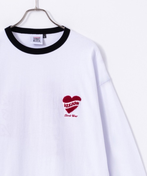 VISION STREET WEAR(ヴィジョンストリートウェア)の「VISION STREET WEAR ハートサガラ刺繍長袖Tシャツ(Tシャツ/カットソー・メンズ・ブラック/ホワイト×ブラック/ホワイト×レッド・L/M/XL)」の2枚目の写真