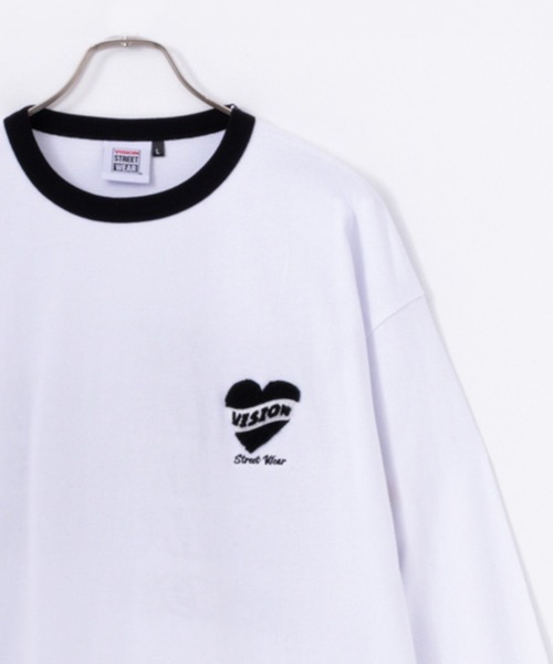 VISION STREET WEAR(ヴィジョンストリートウェア)の「VISION STREET WEAR ハートサガラ刺繍長袖Tシャツ(Tシャツ/カットソー・メンズ・ブラック/ホワイト×ブラック/ホワイト×レッド・L/M/XL)」の3枚目の写真