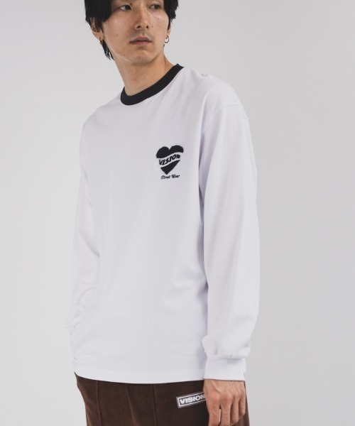 VISION STREET WEAR(ヴィジョンストリートウェア)の「VISION STREET WEAR ハートサガラ刺繍長袖Tシャツ(Tシャツ/カットソー・メンズ・ブラック/ホワイト×ブラック/ホワイト×レッド・L/M/XL)」の6枚目の写真