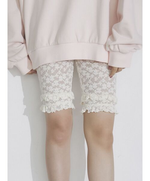 merry jenny（メリージェニー）の「フリルレースバイカーショーツ（レギンス/スパッツ・レディース・アイボリー/ブラック/ピンク・FREE）」の4枚目の写真