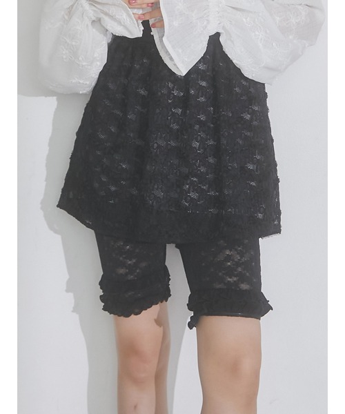 merry jenny（メリージェニー）の「フリルレースバイカーショーツ（レギンス/スパッツ・レディース・アイボリー/ブラック/ピンク・FREE）」の3枚目の写真