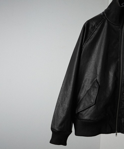 Alfred Alex】リブハイネック ビッグフライトジャケット/ショート