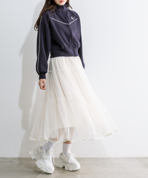 OLIVE des OLIVE(オリーブデオリーブ)の「チュールティアードスカート(スカート・レディース・ブラック/オフホワイト/チャコールグレー・FREE)」の4枚目の写真