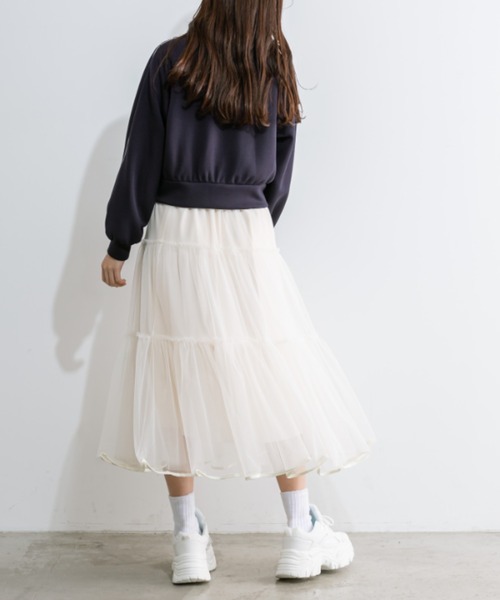 OLIVE des OLIVE(オリーブデオリーブ)の「チュールティアードスカート(スカート・レディース・ブラック/オフホワイト/チャコールグレー・FREE)」の6枚目の写真