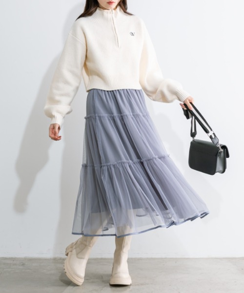 OLIVE des OLIVE(オリーブデオリーブ)の「チュールティアードスカート(スカート・レディース・ブラック/オフホワイト/チャコールグレー・FREE)」の14枚目の写真