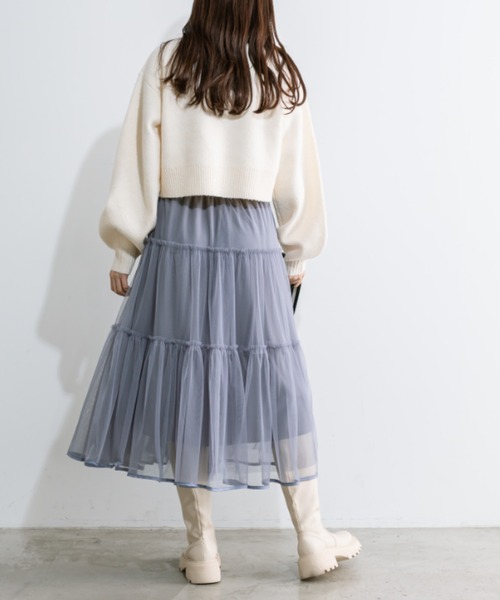 OLIVE des OLIVE(オリーブデオリーブ)の「チュールティアードスカート(スカート・レディース・ブラック/オフホワイト/チャコールグレー・FREE)」の16枚目の写真