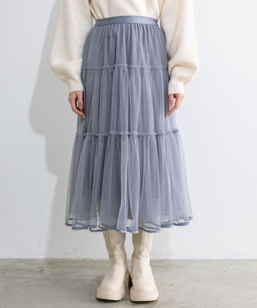 OLIVE des OLIVE(オリーブデオリーブ)の「チュールティアードスカート(スカート・レディース・ブラック/オフホワイト/チャコールグレー・FREE)」の20枚目の写真