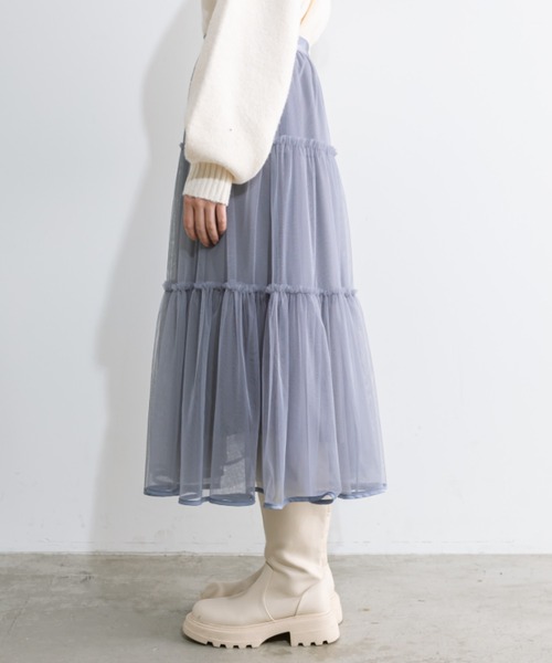 OLIVE des OLIVE(オリーブデオリーブ)の「チュールティアードスカート(スカート・レディース・ブラック/オフホワイト/チャコールグレー・FREE)」の21枚目の写真