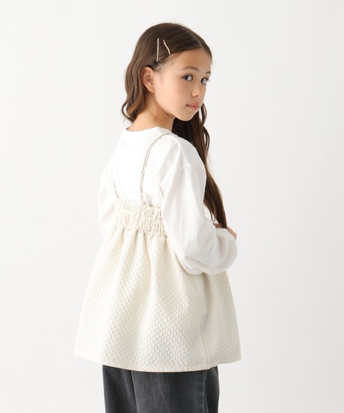 GLOBAL WORK（グローバルワーク）の「ポコポコキャミセット長袖/994146（Tシャツ/カットソー・キッズ・アイボリー/ブラック・150cm/170cm/140cm/160cm/130cm/120cm）」の2枚目の写真