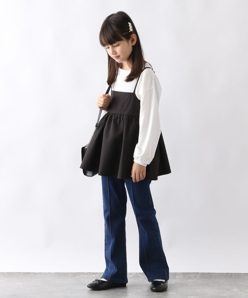 GLOBAL WORK（グローバルワーク）の「ポコポコキャミセット長袖/994146（Tシャツ/カットソー・キッズ・アイボリー/ブラック・150cm/170cm/140cm/160cm/130cm/120cm）」の4枚目の写真