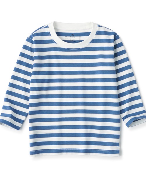 無印良品（ムジルシリョウヒン）の「ベビー　あたまするっと　クルーネック長袖Ｔシャツ　ボーダー（Tシャツ/カットソー・キッズ・ライトイエロー系1/ライトグリーン系/グレー系その他/ブルー系8/パープル系3/ブラック系・80/90/100）」の4枚目の写真