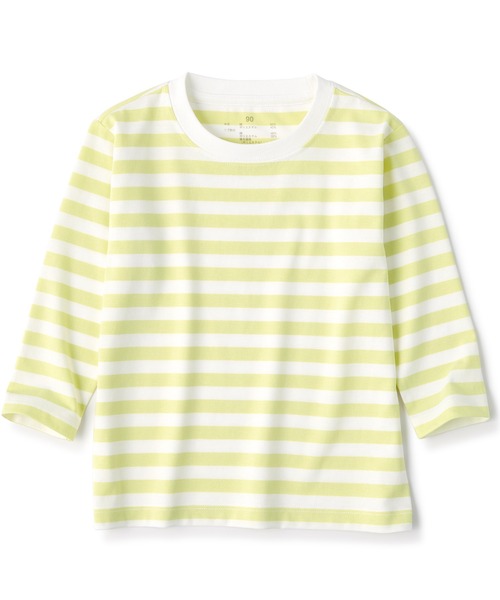 無印良品（ムジルシリョウヒン）の「ベビー　あたまするっと　クルーネック長袖Ｔシャツ　ボーダー（Tシャツ/カットソー・キッズ・ライトイエロー系1/ライトグリーン系/グレー系その他/ブルー系8/パープル系3/ブラック系・80/90/100）」の6枚目の写真