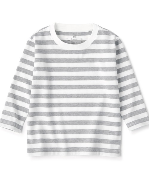 無印良品（ムジルシリョウヒン）の「ベビー　あたまするっと　クルーネック長袖Ｔシャツ　ボーダー（Tシャツ/カットソー・キッズ・ライトイエロー系1/ライトグリーン系/グレー系その他/ブルー系8/パープル系3/ブラック系・80/90/100）」の3枚目の写真