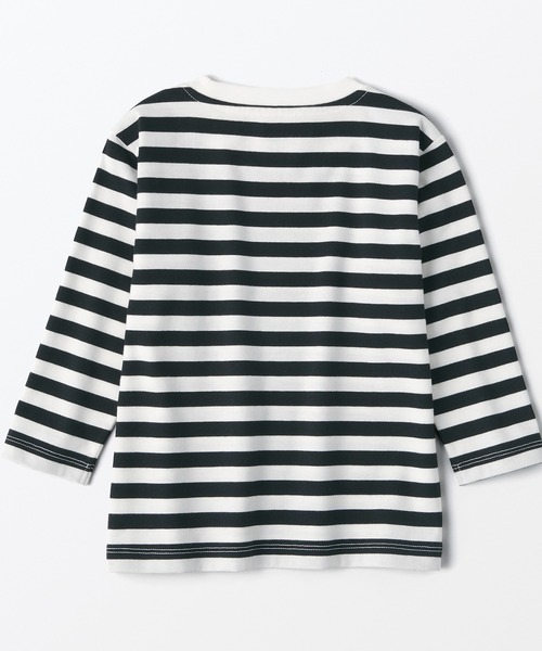 無印良品（ムジルシリョウヒン）の「ベビー　あたまするっと　クルーネック長袖Ｔシャツ　ボーダー（Tシャツ/カットソー・キッズ・ライトイエロー系1/ライトグリーン系/グレー系その他/ブルー系8/パープル系3/ブラック系・80/90/100）」の7枚目の写真