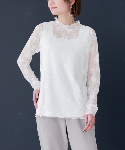 n'OrLABEL（ノアールレーベル）の「【廃盤】『チュールレースカットソー』（Tシャツ/カットソー・レディース・オフホワイト/ブラック・1/2）」の12枚目の写真